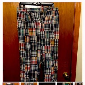 Preppy plaid mad dress pants: hemmed to 36x29
